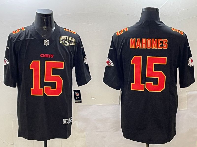 Men Kansas City Chiefs #15 Mahomes Black 2025 Nike Vapor Limited NFL Jersey style 2094->kansas city chiefs->NFL Jersey